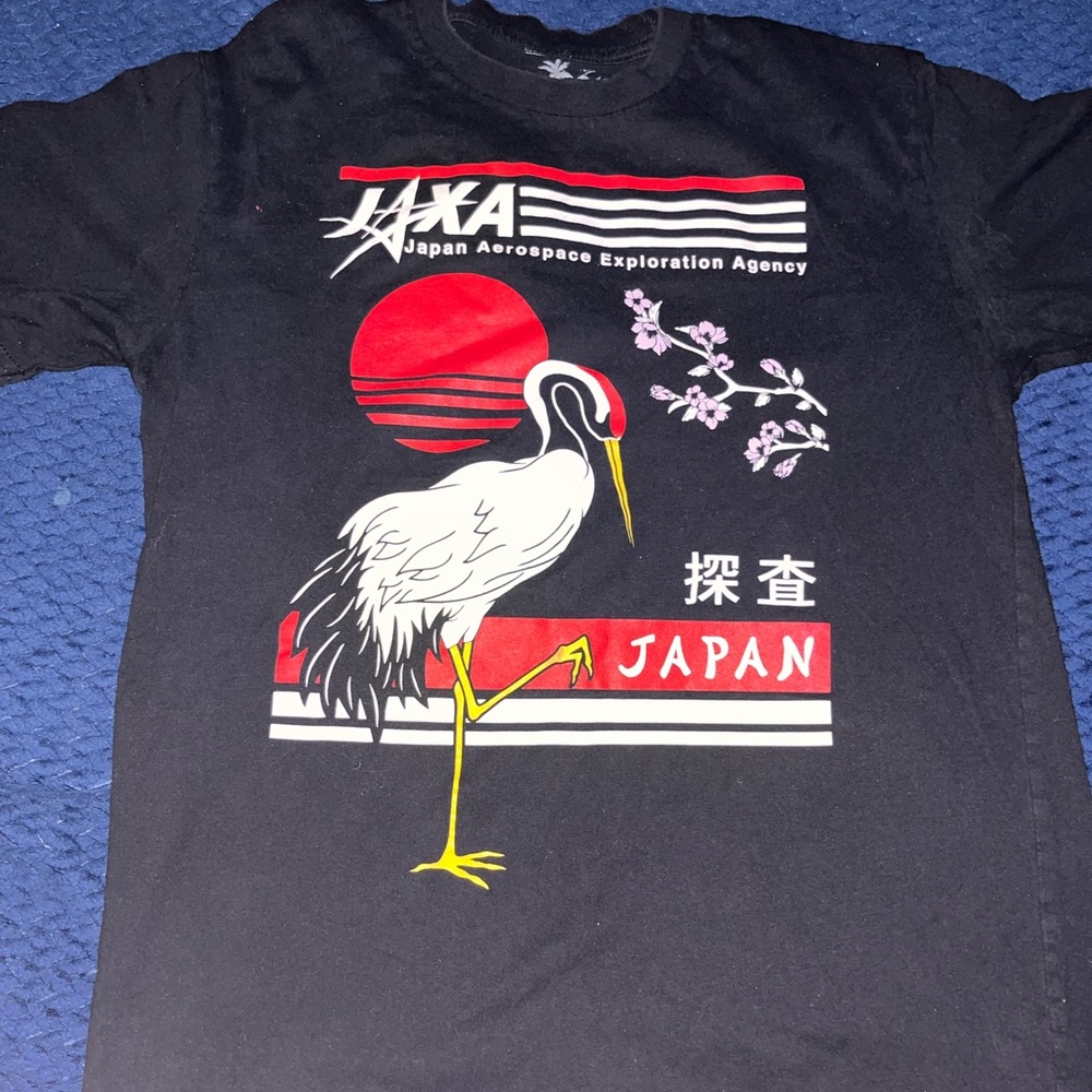 Jax Black Graphic Tee with Red and White Accents